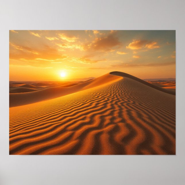 Affiche Golden Hour Desert Sand Dunes Sunset Photography (Devant)