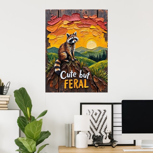 Affiche Golden Hour Guardian : Raccoon surplombant la vall (Bureau à domicile)