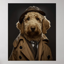 Golden Labradoodle Habillé Comme Sherlock Holmes