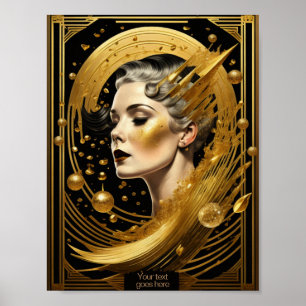 Affiche Golden lady Art Deco éditable