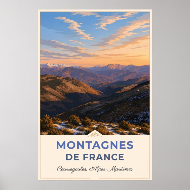 Affiche Golden Light Over the French Alps – Coursegoules (Devant)