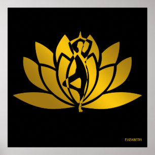 Affiche Golden Lotus Flower Yoga Cool de méditation