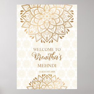 Affiche Golden mandala Mehndi accueil personnalisé