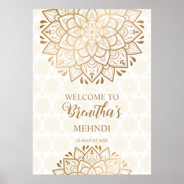 Affiche Golden mandala Mehndi accueil personnalisé (Devant)
