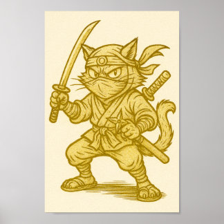 Affiche Golden ninja cat