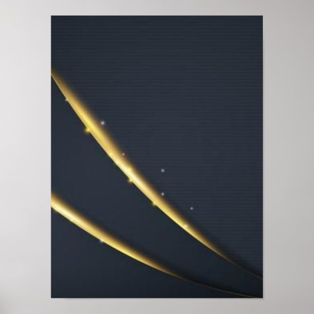 Affiche Golden Noir Minimal Lines Wall Art – Black & Gold  (Devant)