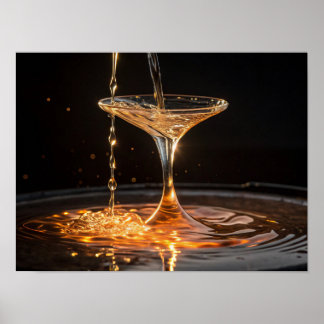 Affiche Golden Pour : Or liquide dans un verre de cocktail