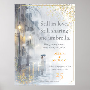 Affiche Golden Rain Romance Mariage Anniversaire