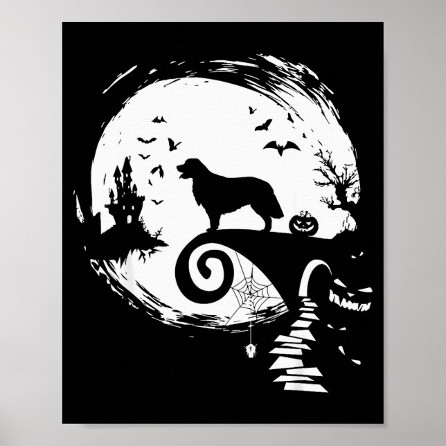 Affiche Golden Retriever And Moon Halloween Costume Dog Lo (Devant)