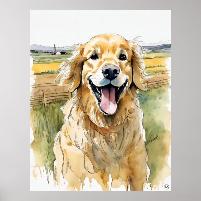 Affiche Golden Retriever - Art Chien Imprimer (Devant)