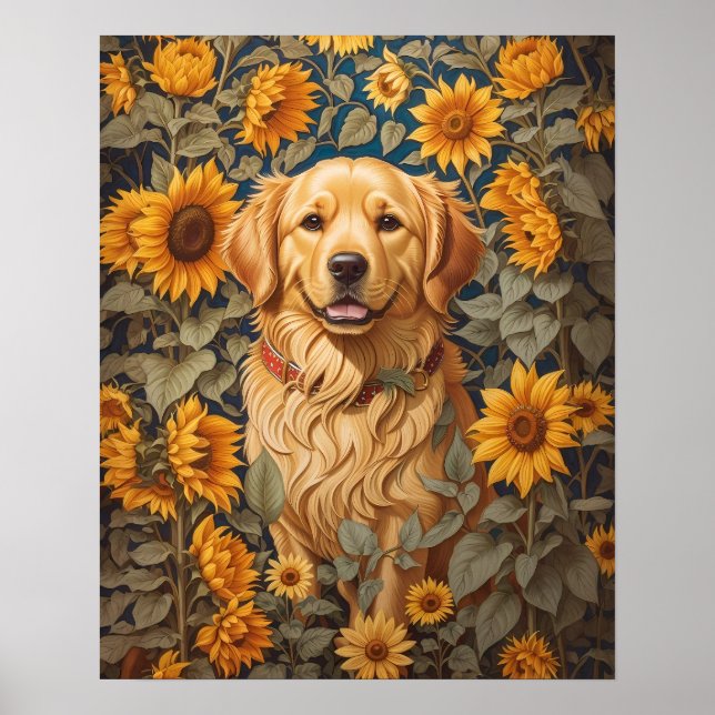 Affiche Golden Retriever Chien Dans Le Terrain De Tourneso (Devant)