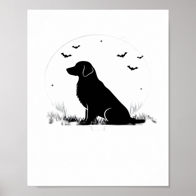 Affiche Golden Retriever Chien - Halloween Moon Silhouette (Devant)