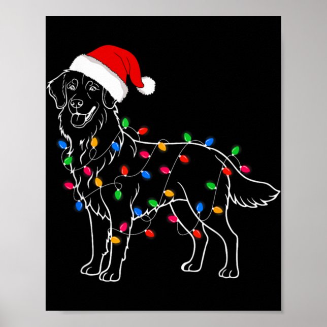 Affiche Golden Retriever Dog Christmas Lights Santa Xmas D (Devant)