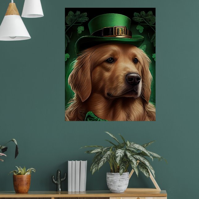 Affiche Golden Retriever Dog in St. Patrick's Day (Salon 1)