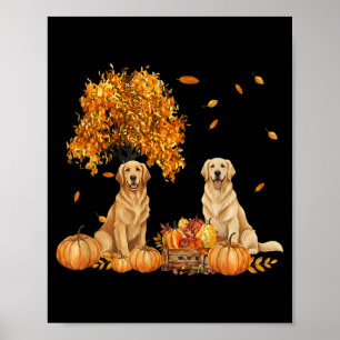 Affiche Golden Retriever Feuille D'automne Chien Halloween