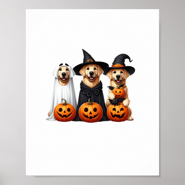 Affiche Golden Retriever Ghost Halloween Amoureux de les c (Devant)