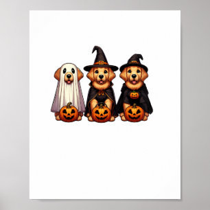 Affiche Golden Retriever Ghost Halloween Tricoter Ou Treat