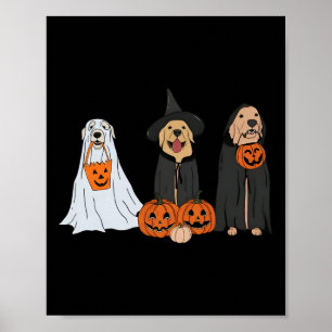 Affiche Golden Retriever Ghost Halloween Tricoter Ou Treat