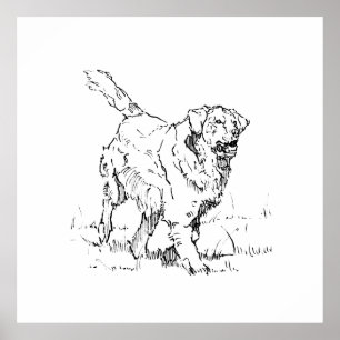 Affiche Golden Retriever heureux, Personnalisé