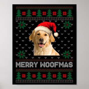 Affiche Golden Retriever laid Noël Père Noël Chien Xmas Pa
