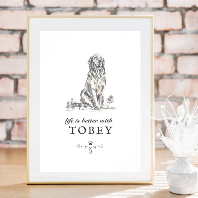 Affiche Golden Retriever Life's Better With Custom Dog Nam (Créateur téléchargé)