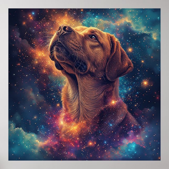 Affiche Golden Retriever par Whimsical Cosmos (Devant)