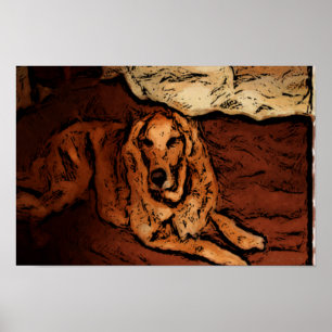 Affiche Golden retriever peignant l'affiche