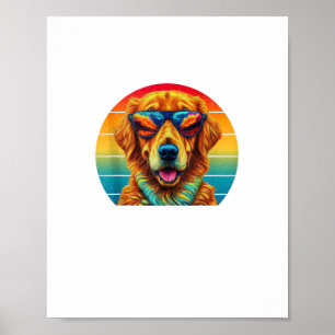 Affiche Golden Retriever pour enfants garçons filles lunet