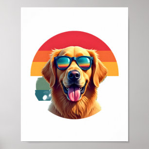 Affiche Golden Retriever pour enfants garçons filles lunet