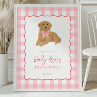Affiche Golden Retriever Puppy Birthday Party Welcome