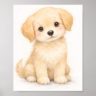 Affiche Golden Retriever Puppy Nursery Wall Art Print |