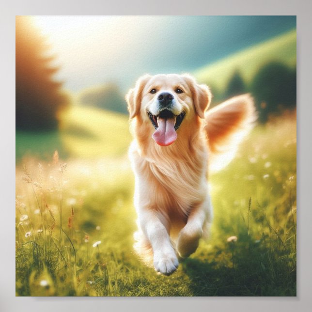 Affiche Golden Retriever - tellement heureux (Devant)