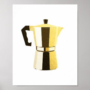 Affiche Golden rustic macchinetta Italian espresso coffee