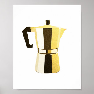 Affiche Golden rustic macchinetta Italian espresso coffee
