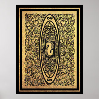 Affiche Golden Seahorse Mandala - Ornate Infinity Design
