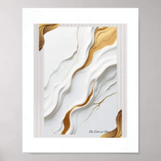 Affiche Golden Serenity – Abstract Gold and White Wall Art