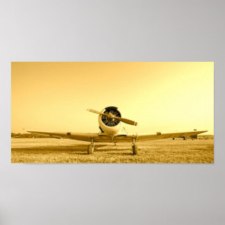 Affiche Golden Single Engine Airplane Vintage Aircraft