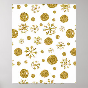 Affiche Golden Snow Flakes 1