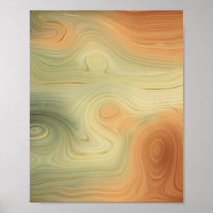 Affiche Golden Strata   Pêche Brûlée Orange Vert Agate