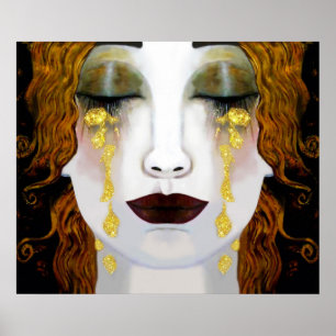 Affiche Golden Tears, Gustav Klimt inspiration visage plei