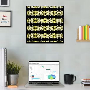 Affiche Golden Yellow Ornamental Striment Motif sans coutu