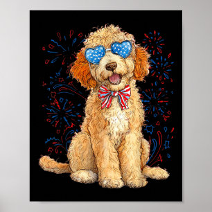 Affiche Goldendoodle 14 Juillet Patriotique Doodle Doré D