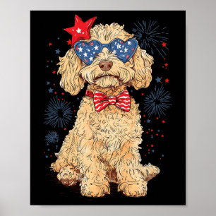 Affiche Goldendoodle 4 juillet patriotique Golden Doodle D