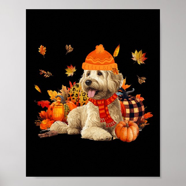 Affiche Goldendoodle Chien Chute Écart Leopard Autum Citro (Devant)