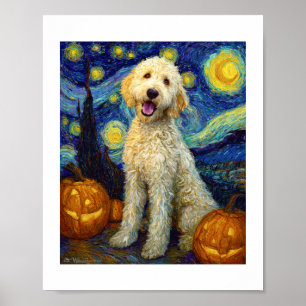 Affiche Goldendoodle Chien Mignon Halloween Jack O Lantern