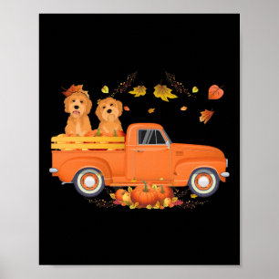 Affiche Goldendoodle Citrouille Camion Automne Leaf Thanks