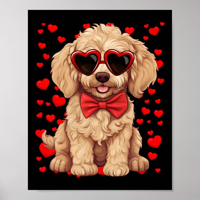 Affiche Goldendoodle Cœur Simple Nœud Papillon Saint-Valen (Devant)