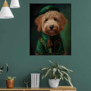 Affiche Goldendoodle Dog en tenue de la Saint Patrick