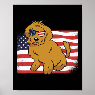 Affiche Goldendoodle Drapeau Américain 4 Juillet Usa Drôle