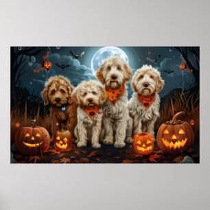 Affiche Goldendoodle Halloween Éffrayant